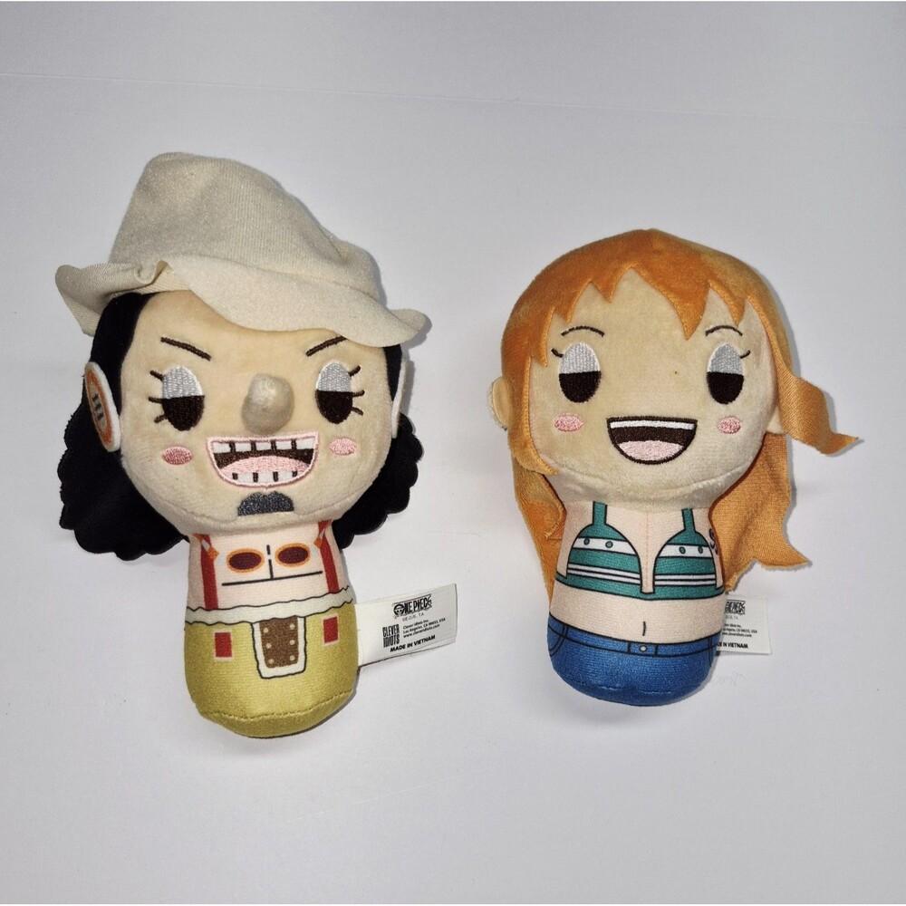 One Piece Round 1 Kokeshi Plush Lot Nami Usopp 6" Toei Clever Idiots NWOT Anime